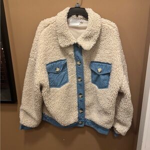 Lush Cream and Blue Teddy Jacket